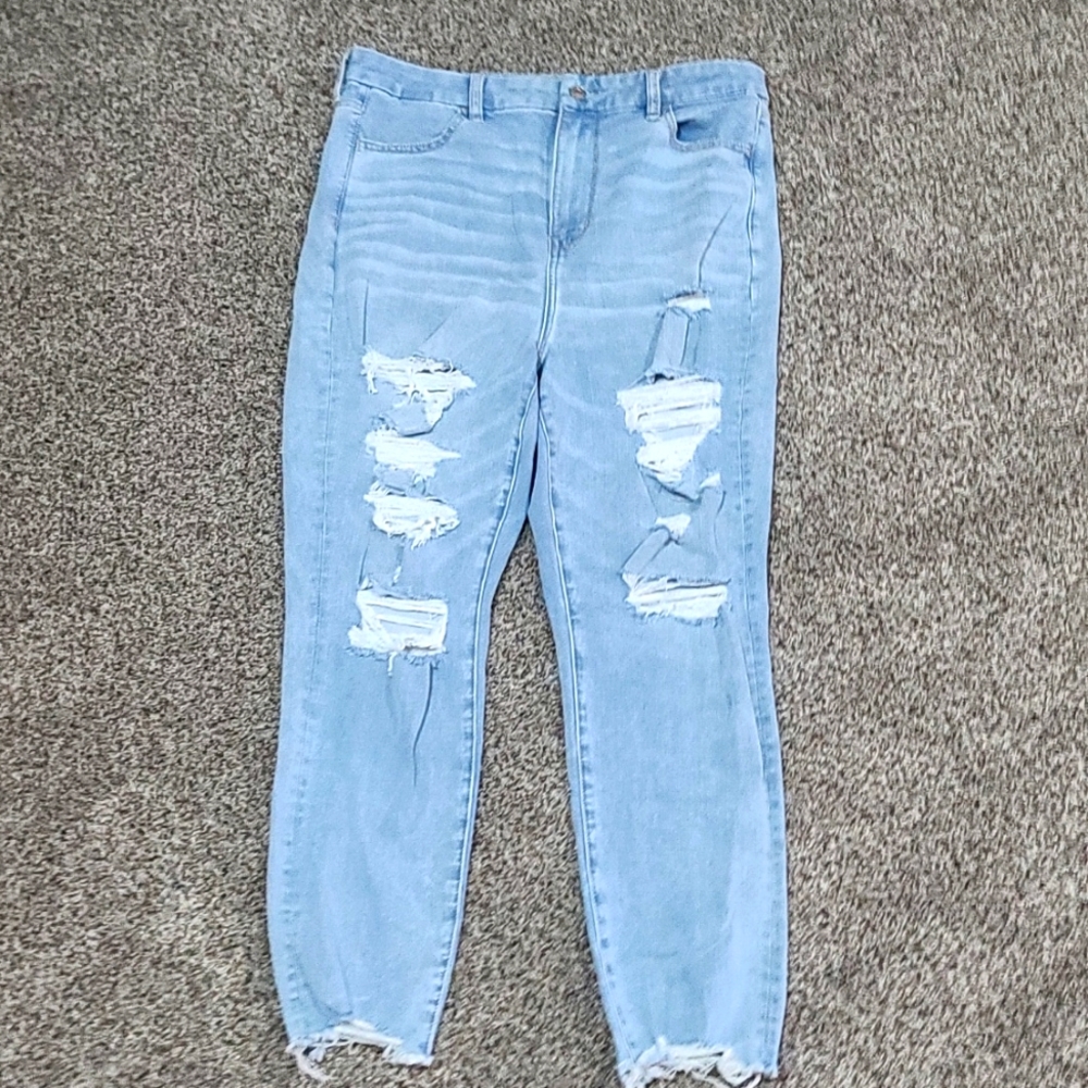 16 Short American Eagle Curvy Highest Rise Jegging, Distressed Crop